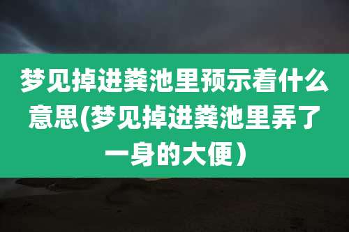 梦见掉进粪池里预示着什么意思(梦见掉进粪池里弄了一身的大便)