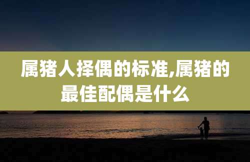属猪人择偶的标准,属猪的最佳配偶是什么