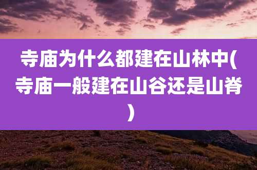 寺庙为什么都建在山林中(寺庙一般建在山谷还是山脊)