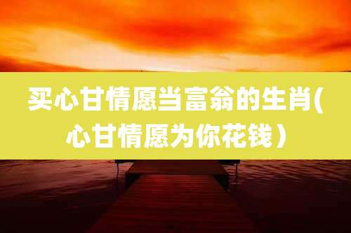 买心甘情愿当富翁的生肖(心甘情愿为你花钱)