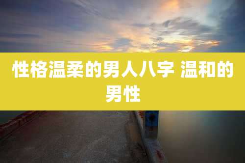 性格温柔的男人八字 温和的男性