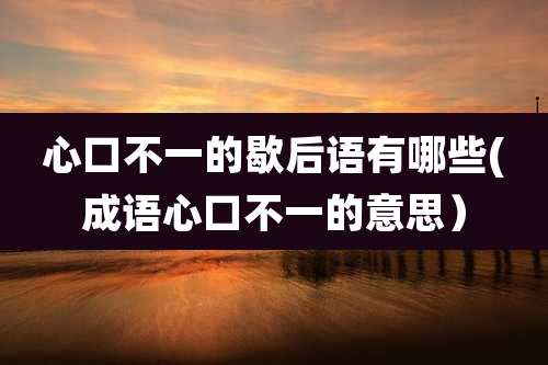 心口不一的歇后语有哪些(成语心口不一的意思）