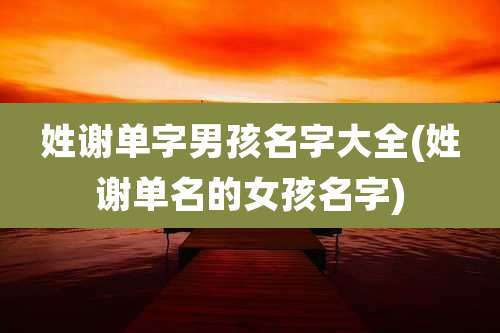 姓谢单字男孩名字大全(姓谢单名的女孩名字)