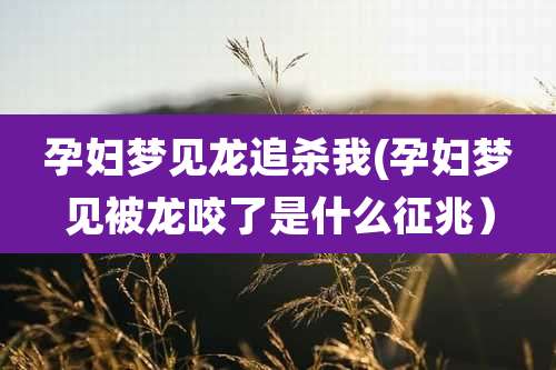 孕妇梦见龙追杀我(孕妇梦见被龙咬了是什么征兆)