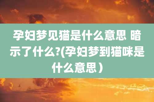 孕妇梦见猫是什么意思 暗示了什么?(孕妇梦到猫咪是什么意思)