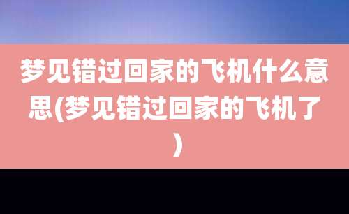 梦见错过回家的飞机什么意思(梦见错过回家的飞机了)