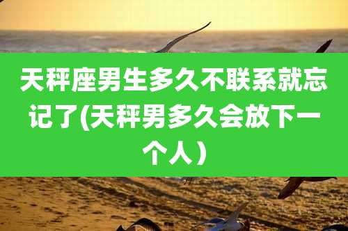 天秤座男生多久不联系就忘记了(天秤男多久会放下一个人)