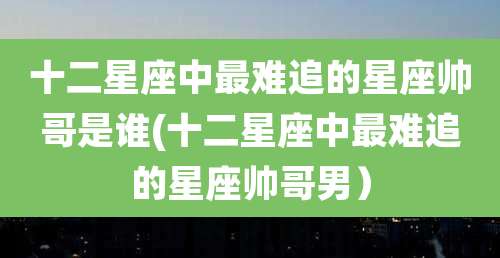 十二星座中最难追的星座帅哥是谁(十二星座中最难追的星座帅哥男)