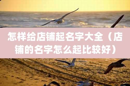 怎样给店铺起名字大全(店铺的名字怎么起比较好)