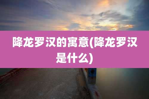 降龙罗汉的寓意(降龙罗汉是什么)