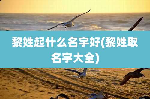 黎姓起什么名字好(黎姓取名字大全)