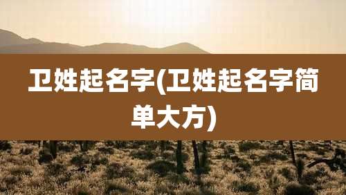 卫姓起名字(卫姓起名字简单大方)