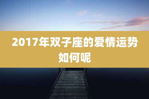 2017年双子座的爱情运势如何呢