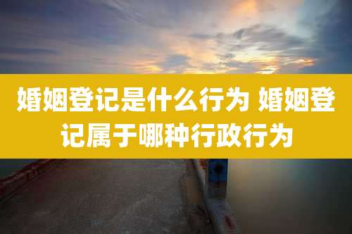 婚姻登记是什么行为 婚姻登记属于哪种行政行为