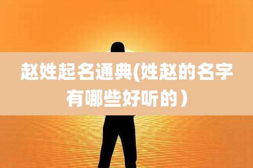 赵姓起名通典(姓赵的名字有哪些好听的)