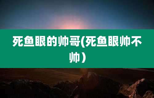 死鱼眼的帅哥(死鱼眼帅不帅）
