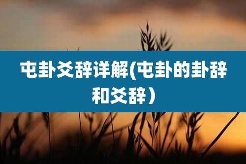 屯卦爻辞详解(屯卦的卦辞和爻辞）