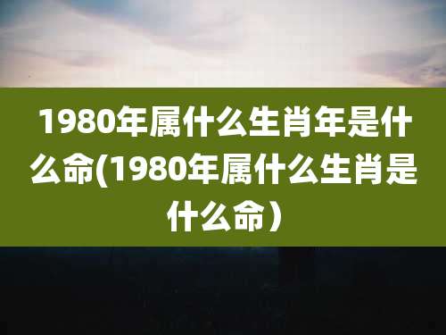 1980年属什么生肖年是什么命(1980年属什么生肖是什么命）
