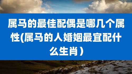 属马的最佳配偶是哪几个属性(属马的人婚姻最宜配什么生肖）