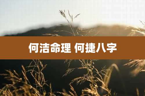 何洁命理 何捷八字
