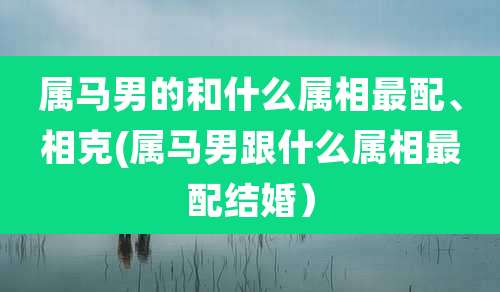 属马男的和什么属相最配、相克(属马男跟什么属相最配结婚)
