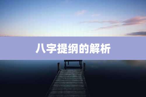 八字提纲的解析