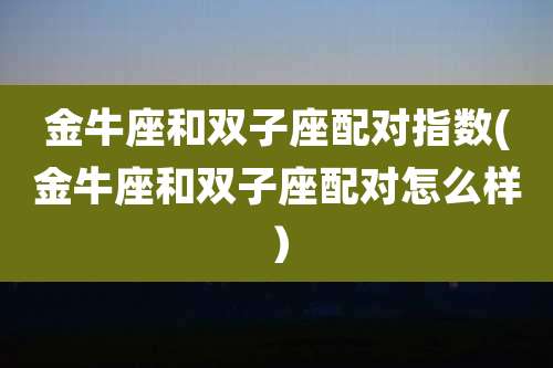 金牛座和双子座配对指数(金牛座和双子座配对怎么样)
