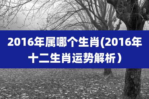 2016年属哪个生肖(2016年十二生肖运势解析）