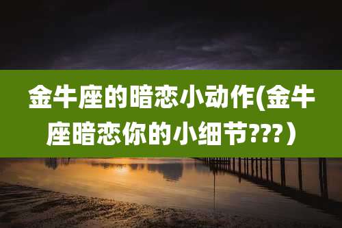 金牛座的暗恋小动作(金牛座暗恋你的小细节???）