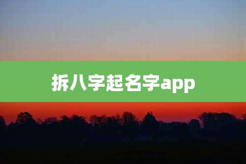 拆八字起名字app