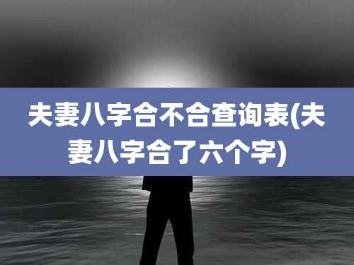 夫妻八字合不合查询表(夫妻八字合了六个字)