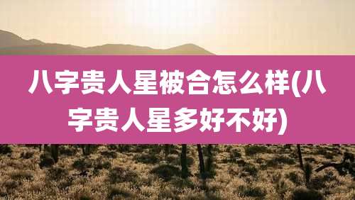八字贵人星被合怎么样(八字贵人星多好不好)