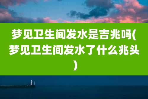 梦见卫生间发水是吉兆吗(梦见卫生间发水了什么兆头)
