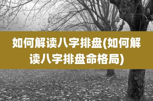 如何解读八字排盘(如何解读八字排盘命格局)