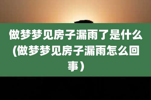 做梦梦见房子漏雨了是什么(做梦梦见房子漏雨怎么回事)