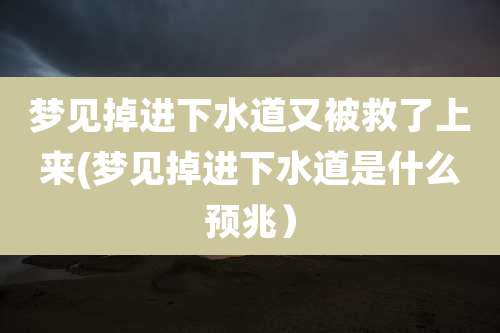 梦见掉进下水道又被救了上来(梦见掉进下水道是什么预兆）