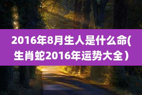 2016年8月生人是什么命(生肖蛇2016年运势大全）
