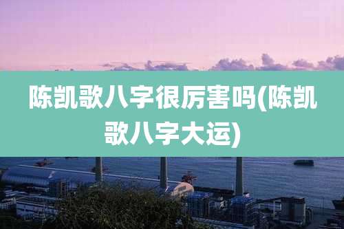 陈凯歌八字很厉害吗(陈凯歌八字大运)