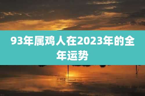 93年属鸡人在2023年的全年运势