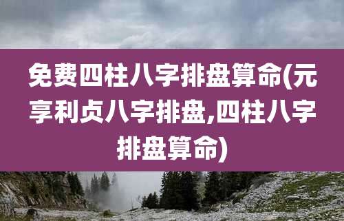 免费四柱八字排盘算命(元享利贞八字排盘,四柱八字排盘算命)