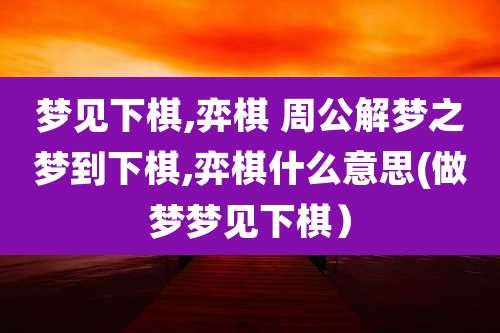 梦见下棋,弈棋 周公解梦之梦到下棋,弈棋什么意思(做梦梦见下棋)