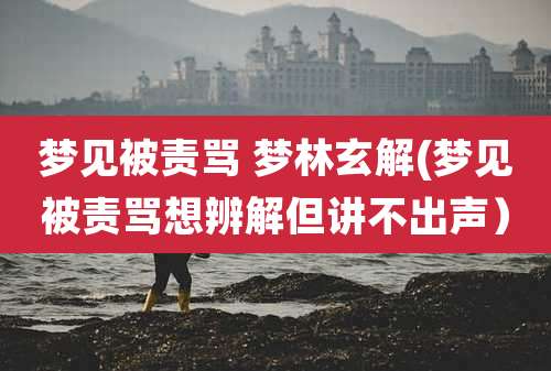 梦见被责骂 梦林玄解(梦见被责骂想辨解但讲不出声)