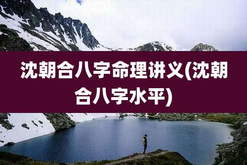 沈朝合八字命理讲义(沈朝合八字水平)