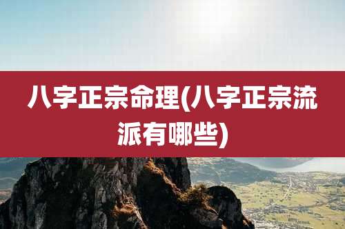 八字正宗命理(八字正宗流派有哪些)
