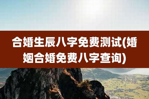 合婚生辰八字免费测试(婚姻合婚免费八字查询)