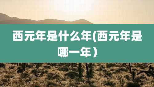 西元年是什么年(西元年是哪一年）