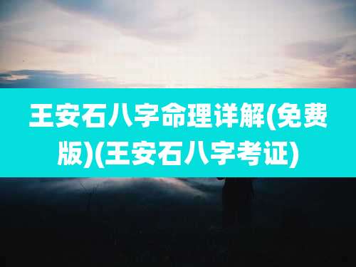 王安石八字命理详解(免费版)(王安石八字考证)