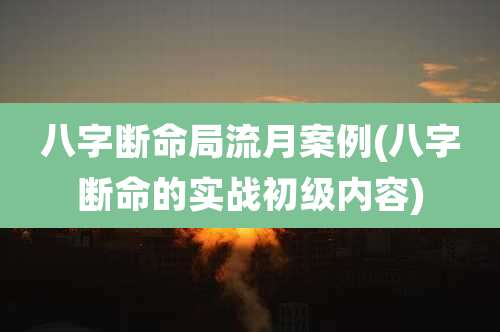 八字断命局流月案例(八字断命的实战初级内容)