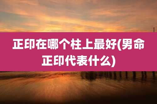 正印在哪个柱上最好(男命正印代表什么)