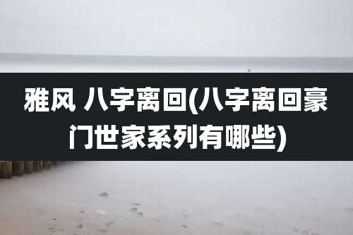 雅风 八字离回(八字离回豪门世家系列有哪些)